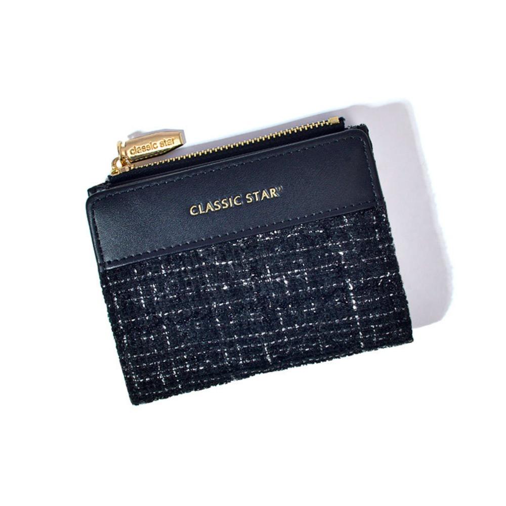 

PU Leather Short Wallet Luxury Solid Color Large Capacity Coin Purse Mini Money Bag Girl чёрный