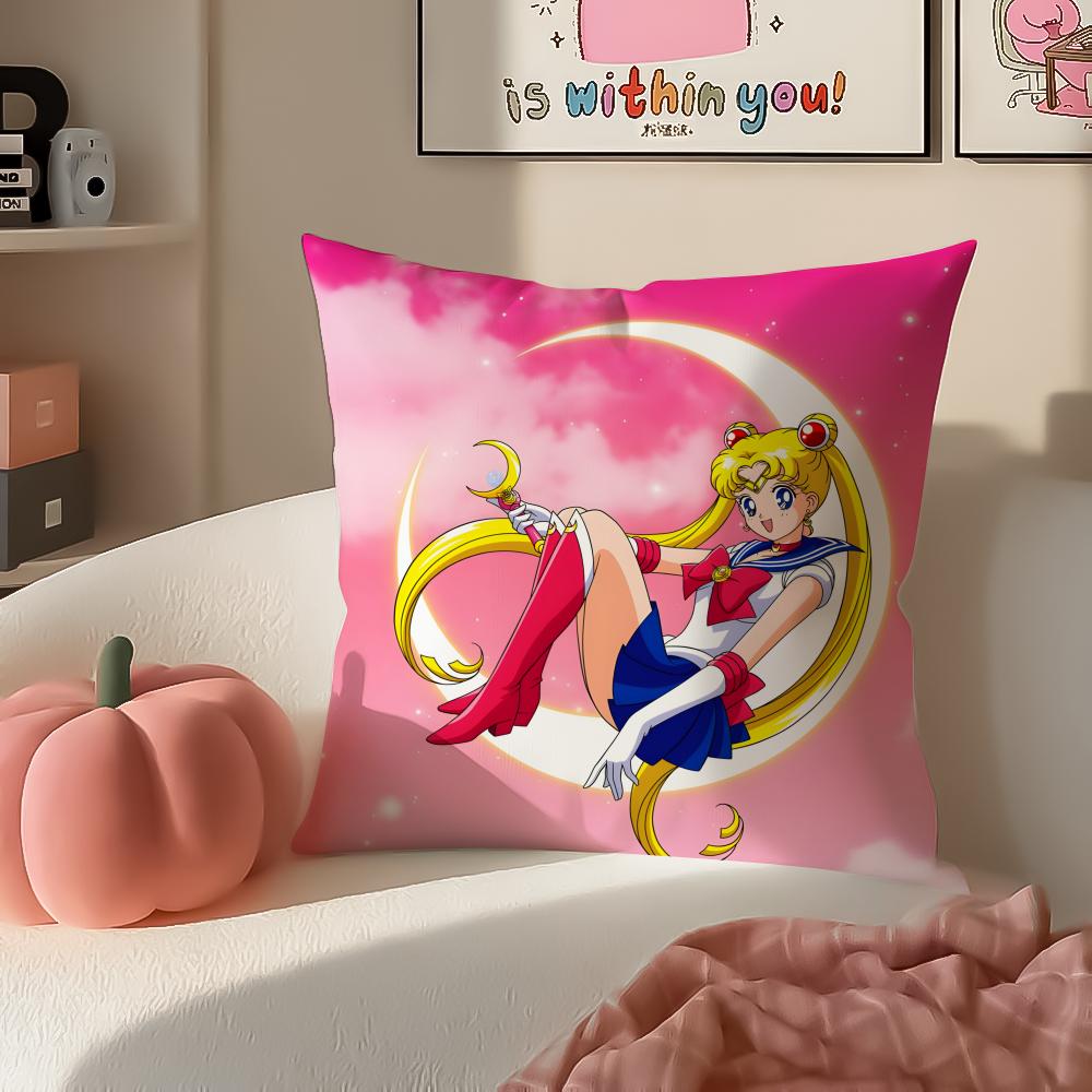 Magical Girly Cute Anime SSailor MMoon Cushion Cover Pillowcase Short Plush Invisible zipper Room Sofa Cushion Cover