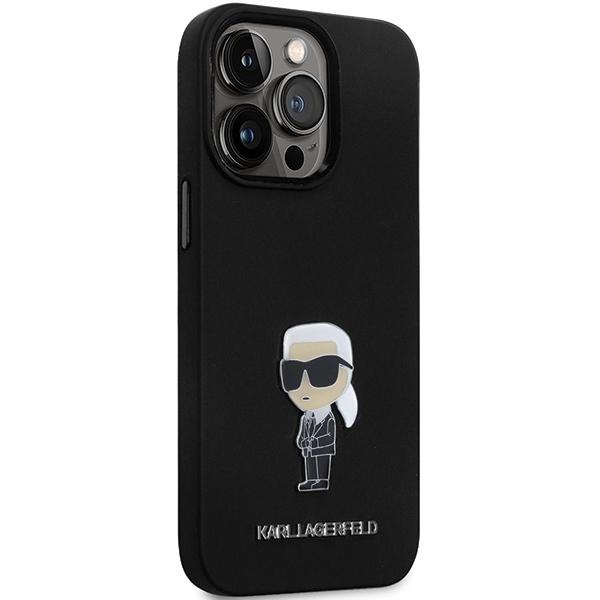 Karl Lagerfeld KLHCP14LSMHKNPK iPhone 14 Pro 6.1" Black Silicone Ikonik Metal Pin