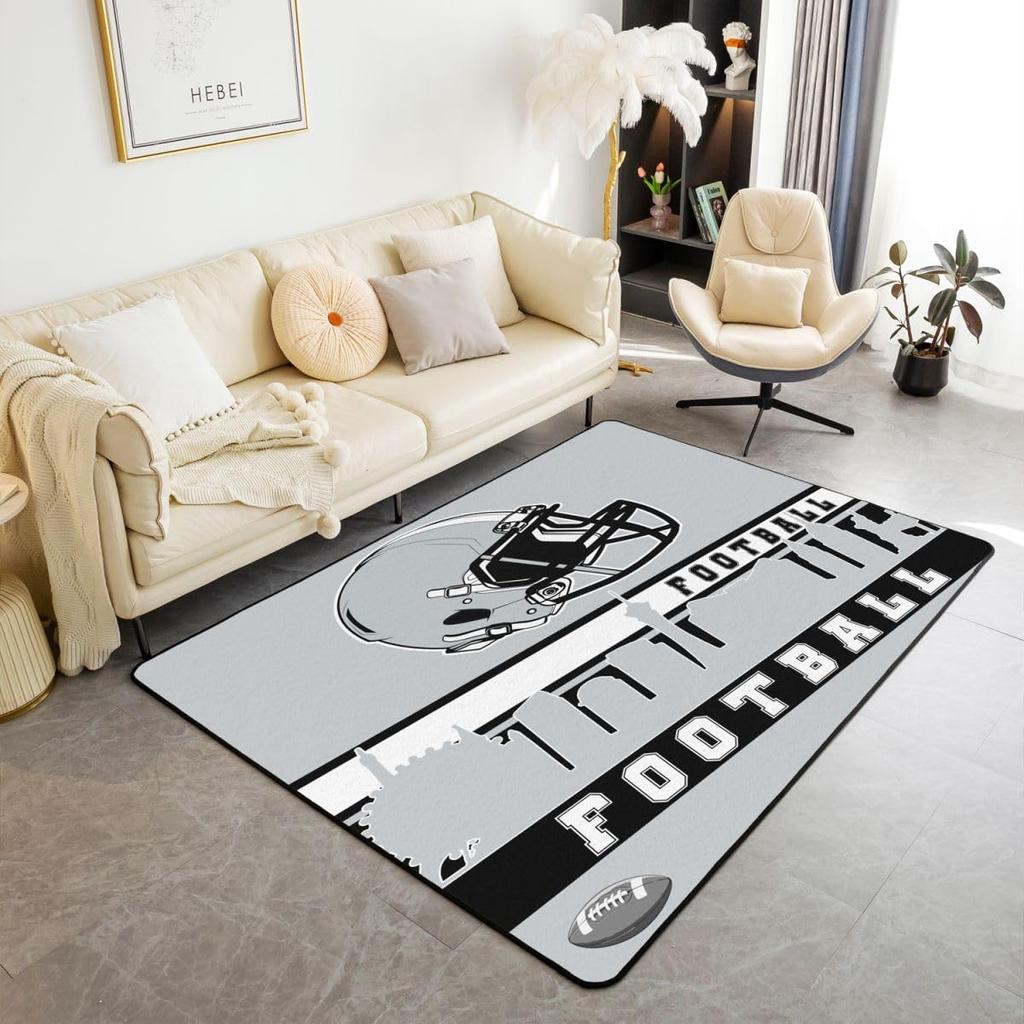 Erose Braut Fußball Stadt Bereichsteppich 4'11" x 3'3" Fußballteppich für Jungen Mädchen Braun Rot Rugby Spiel Teppich Fußballfans Schlafzimmer Dekor Sport B