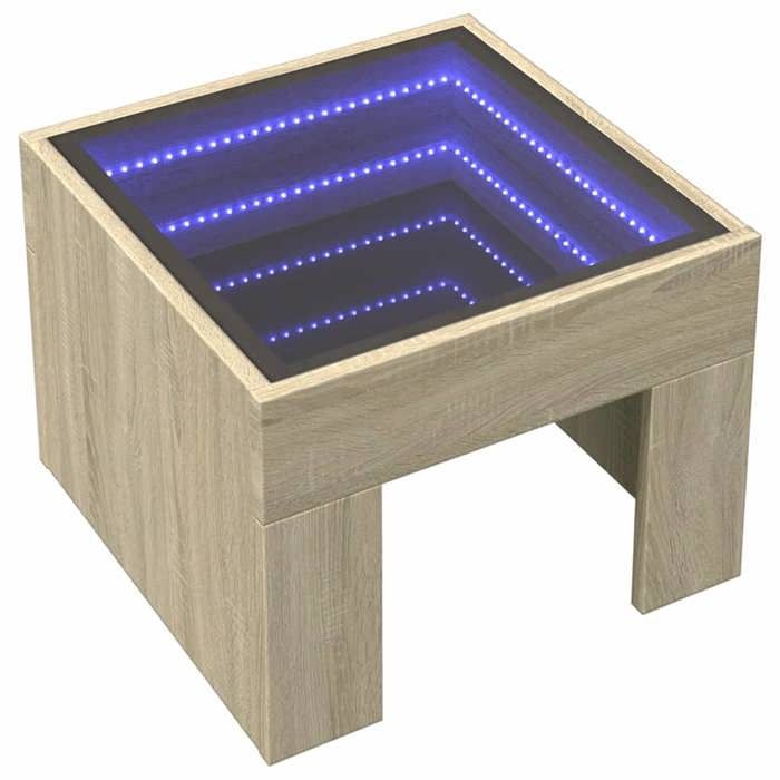 VidaXL Table de chevet avec LED infini chêne sonoma 40x40x30 cm 3284072