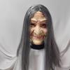 Scary Long-Haired Witch Mask Halloween cos Half-face witch mask, scary old woman mask, haunted house prop