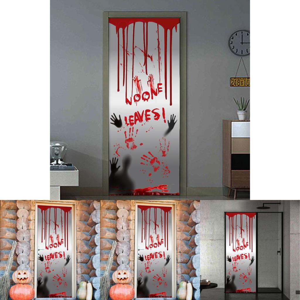 Spooktacular Halloween Decoration Blood Handprint Door Sticker For Ghostly Home Setup