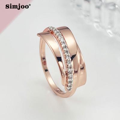SIMJOO Rose Golden Face Zircon Ring Lady