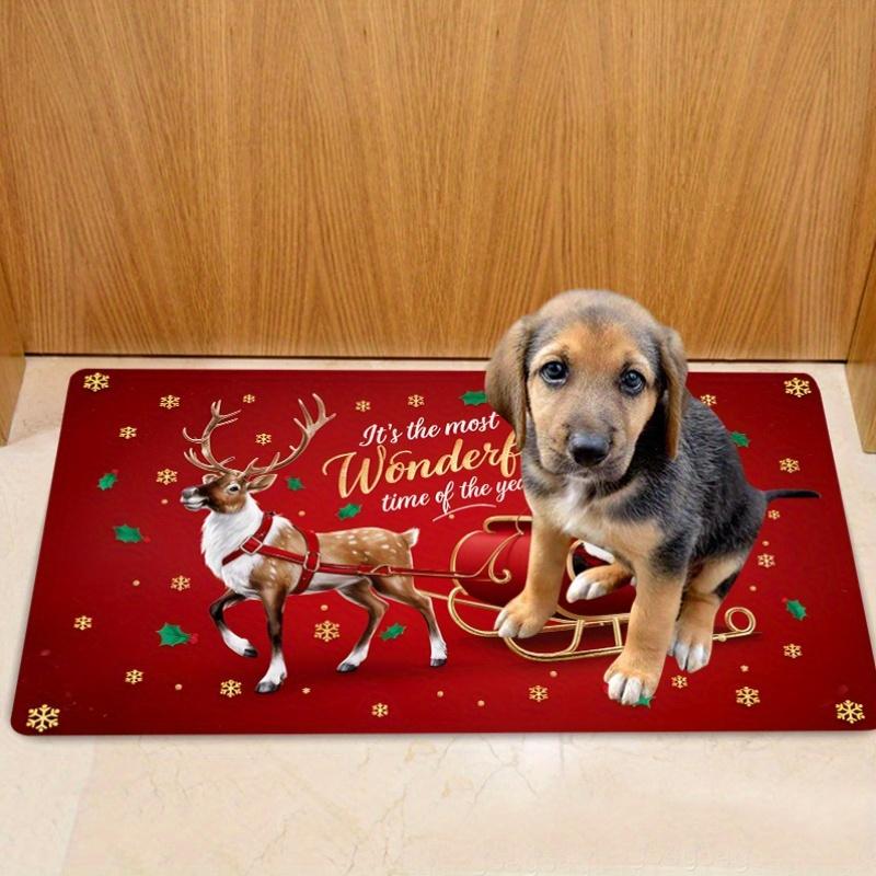 Extra Thick Flannel Christmas Floor Mat, Super Soft Absorbent Rug for Kitchen Bedroom Living Room, Festive Holiday Home Decor