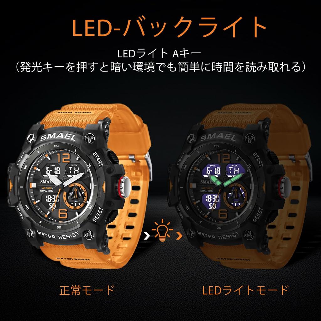 BEN NEVIS Digital Waterproof Sports LED Japanese Instruction Manual Included Men's Watch, Multifunctional, Stylish, Simple, Display, Running, Outdoor,