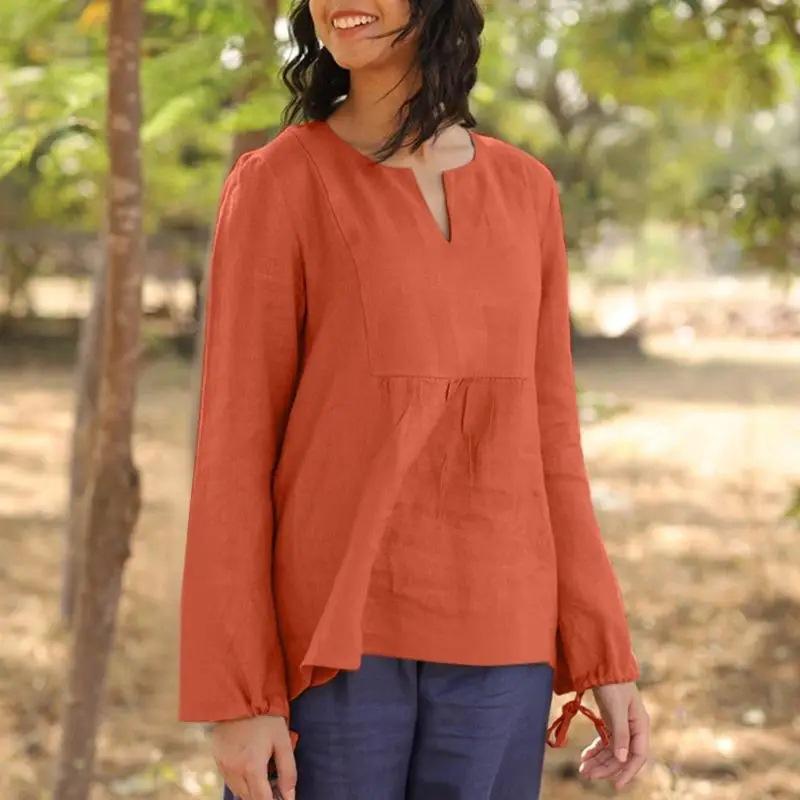 

Весна и осень женская рубашка больших размеров повседневная однотонная 5XL оранжевый