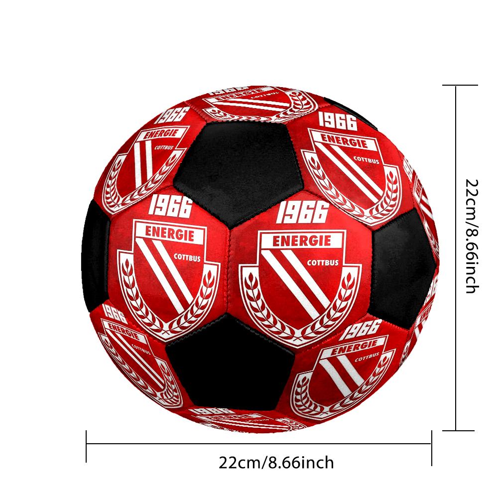 Pallone Calcio Indoor Energie Cottbus Colorato Cucito a Macchina PVC Misura 5 Pronto per Allenamento di Squadra e Competizione Durevole Alta Rimbalzabilità Bel Regalo Sportivo
