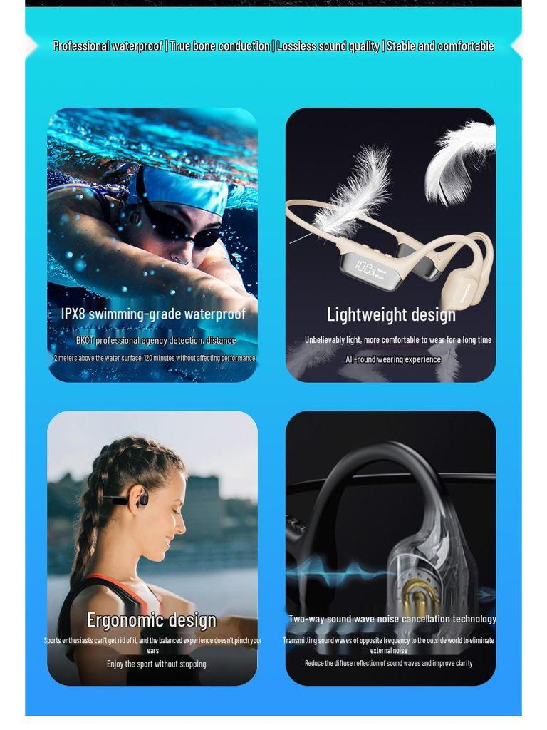 S10 Wasserdichte Knochenschall-Bluetooth-Sportkopfhörer