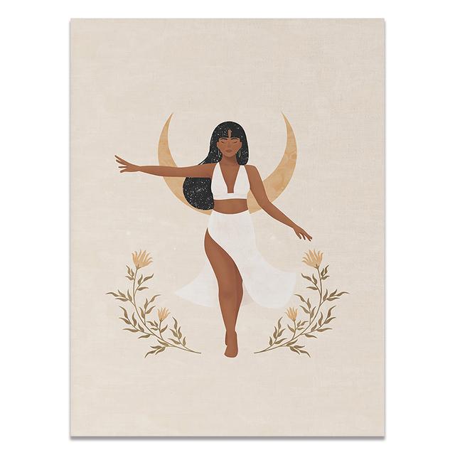 Vintage Lady skandinavisches minimalistisches Boho-Wandkunst-Leinwandgemälde, nordische Poster und Drucke, Bilder für Wohnzimmerdekoration