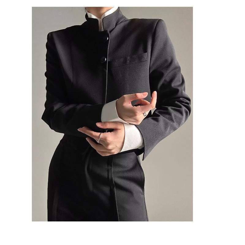 Vintage Black Bottoming Shirt Women Stand Collar Ruffles Slim Blouses Japanese Victorian Long Sleeve Blusas