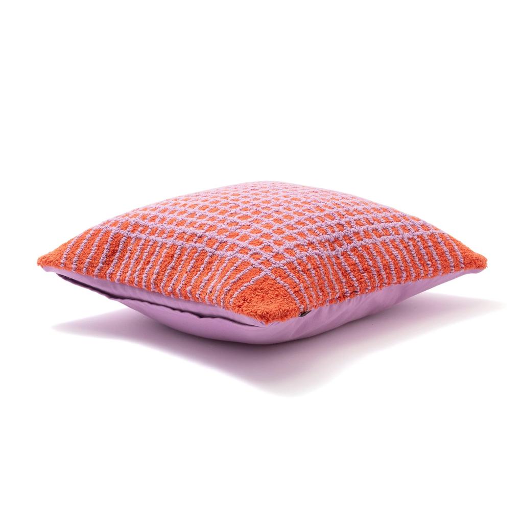 Francfranc Tufted Plaid Cushion Cover, 45cm X 45cm, Orange (035) - Perfect for Interior Decoration, Housewarmings, or As a Gift.