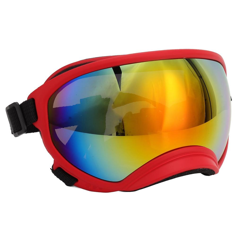 Dog Goggles Windproof Ultraviolet Proof Dustproof Adjustable Strap Durable Dog Sunglasses for Large Breed Red Frame and Red Goggles