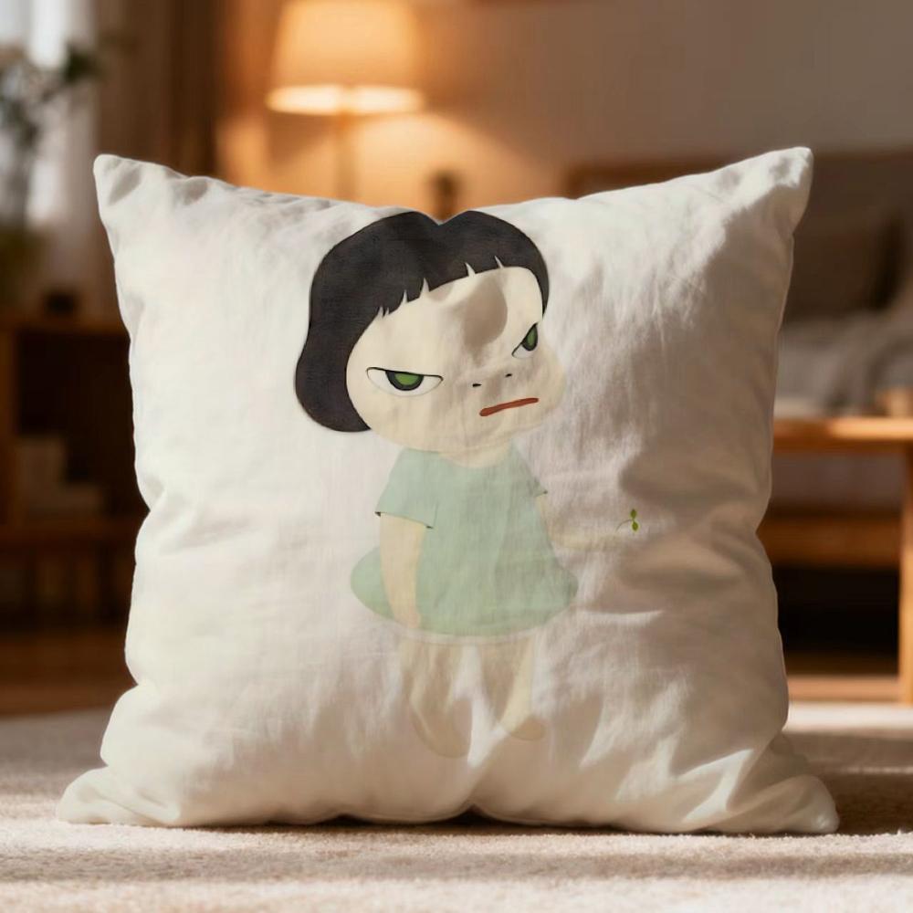 Fashion Y-YYoshitomo Nara Cushion Cover Soft Washable Pillow Case Multi-Scene for Couch Bed Travel Office Use