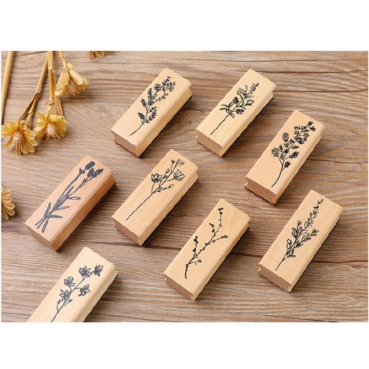 8 Stück Vintage Holzstempel Blumen Gummi Stempel für Kartenherstellung DIY Kunsthandwerk