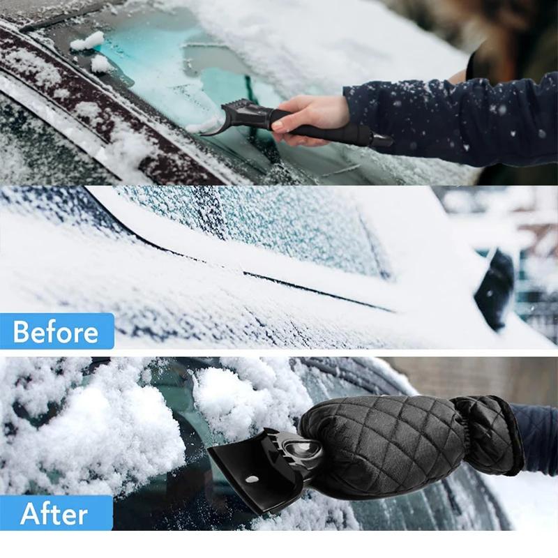 Car Snow Scraper Kit Windshield Ice Tool Foam Handle Warm Glove Defrost Cleaning Shovel Removes Snow Frost for Window and Door