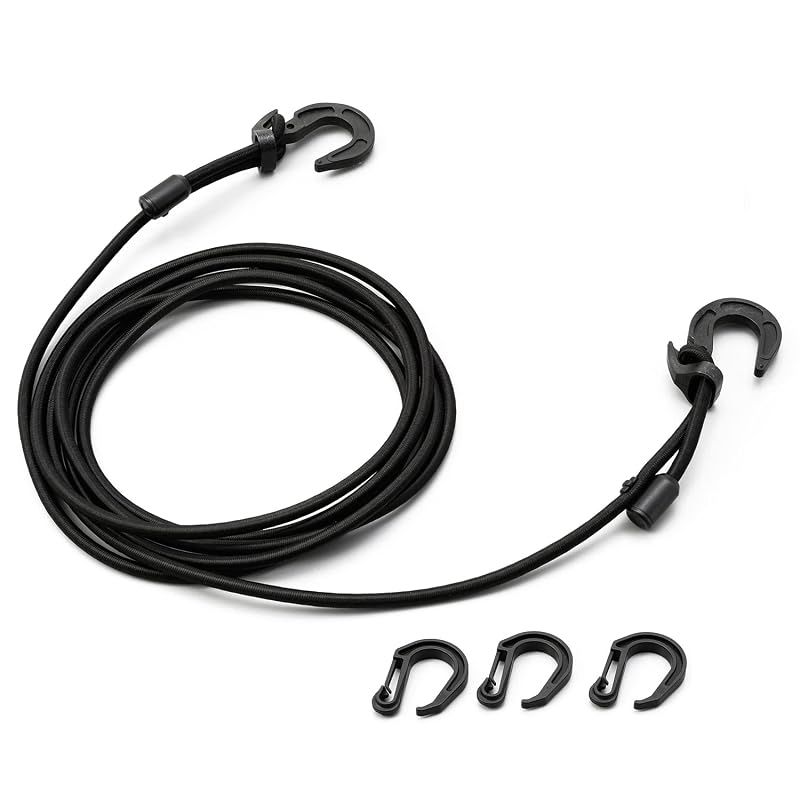 Daytona Motorcycle Luggage Rack Elastic Cord, Adjustable Length, Stretch Cord & Hook, 3.5m, Black, 72216