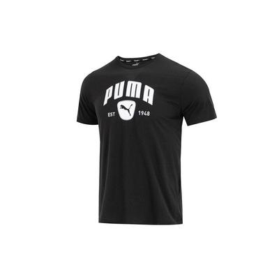 Logo Print Crew Neck Short Sleeve T-Shirt Men Tops Black 523743-01