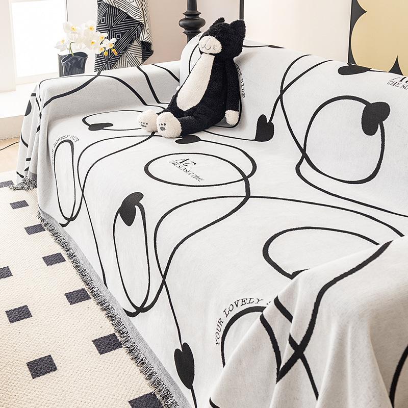 Chenille Four Seasons Universal All-Inclusive Sofa Cover Dust Cover Living Room Straight Row Sofa One Piece Large Cover Cloth