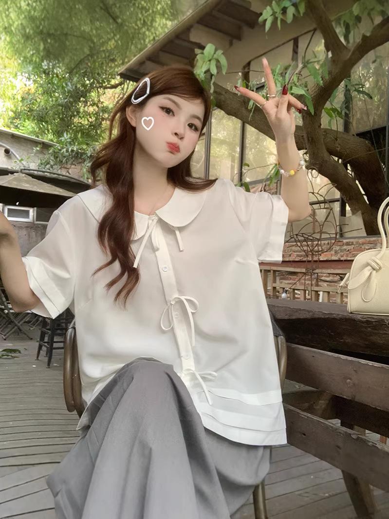 

Plus Size Women s Short Sleeve Cute Summer Shirt - Loose & Flattering Academy Style XXXL белый