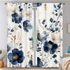1pc Navy Blue and Gold Floral Print Pattern Curtains   Polyester Fabric   Suitable for Bedroom Living Room Decoration