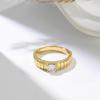 Elegant European-American Light Luxury Square Diamond Titanium Steel Ring for Women – Fashionable, Simple, and Versatile.