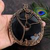 Natural Black Botswana Druzy Gemstone Copper Wire Wrap Gift Pendant 5.12 n2c71