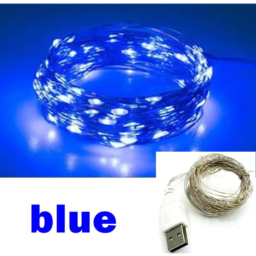 5 ks Vianočné USB LED reťazové svetlo Medený drôt Rozprávkové girlandové svetlo Farebné Svadobná párty Sviatok Vonkajšie Kempingové osvetlenie
