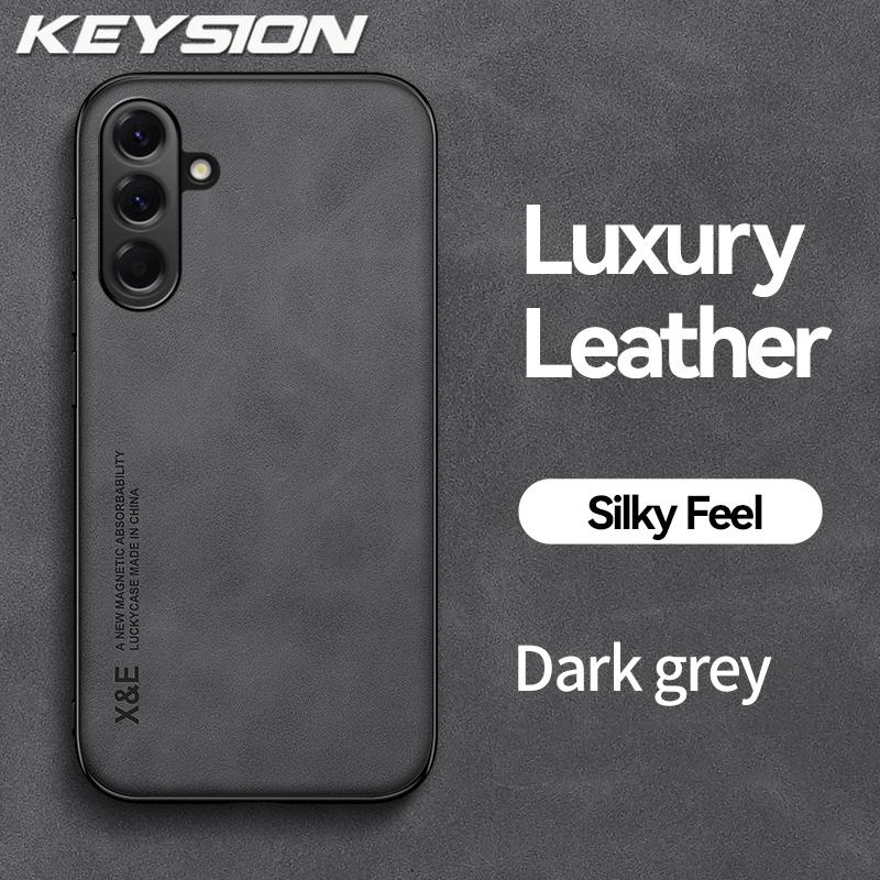 

KEYSION Роскошный Ретро Чехол из ПУ кожи для Samsung A17 5G Мягкий Силикон+ПК Ударопрочная Задняя Крышка для Телефона для Galaxy A17 5G for Samsung A17 5G темно серый