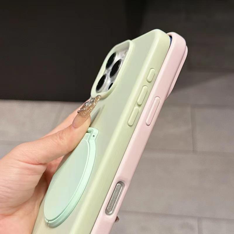 Applicable to iPhone16 mobile phone case 15pro creative 14plus mirror bracket 13promax anti-drop protective case