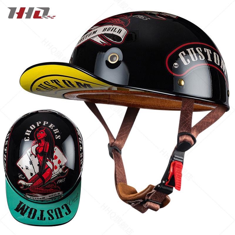 Motorcycle Helmet Half Helmet Summer Men's and Women's Vintage Harley Electric Motor Car Baseball Cap and Helmet