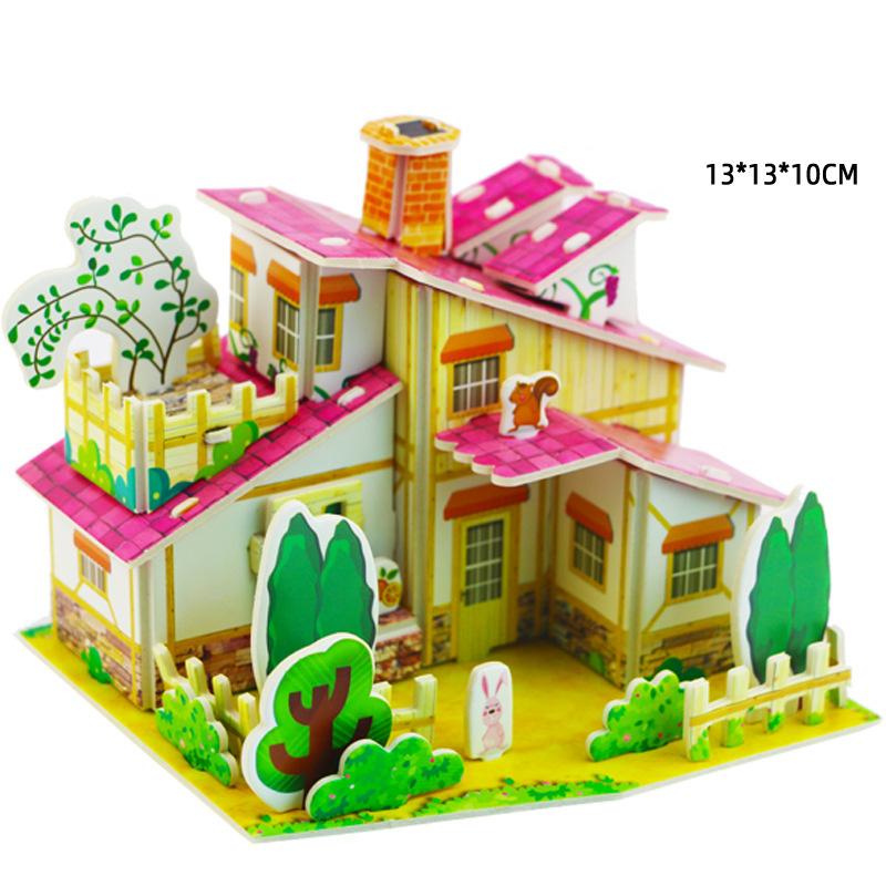 Villa House Castle Building Model 3D Cardboard Puzzle Jigsaw Toys Children's Interest Educational Toys Kids Gift