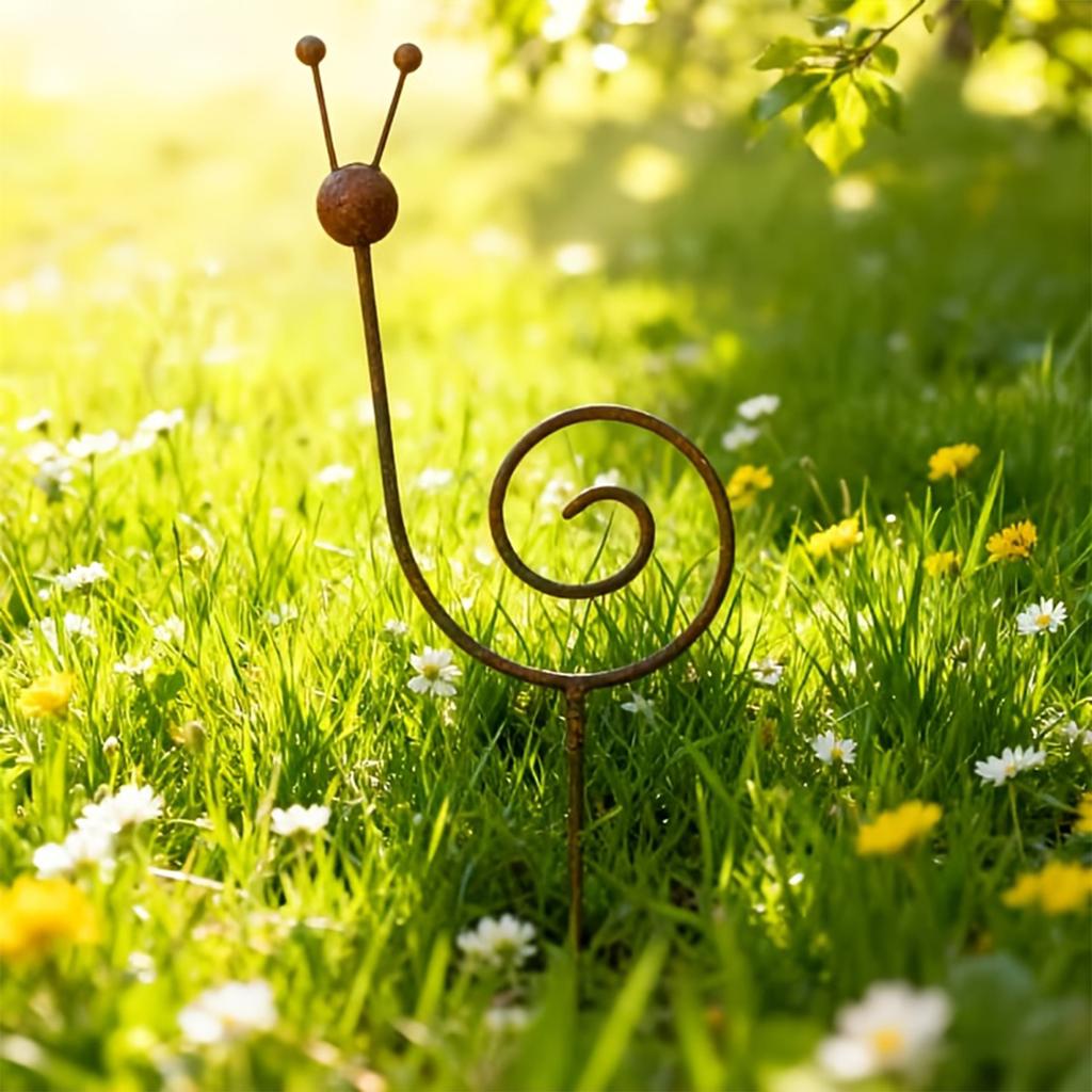Metall-Gartenstecker Dekorative Skulptur Spiral-Schnecken-Design Außenhof-Kunst Eisenhandwerk Rasenornament für Terrasse und Garten