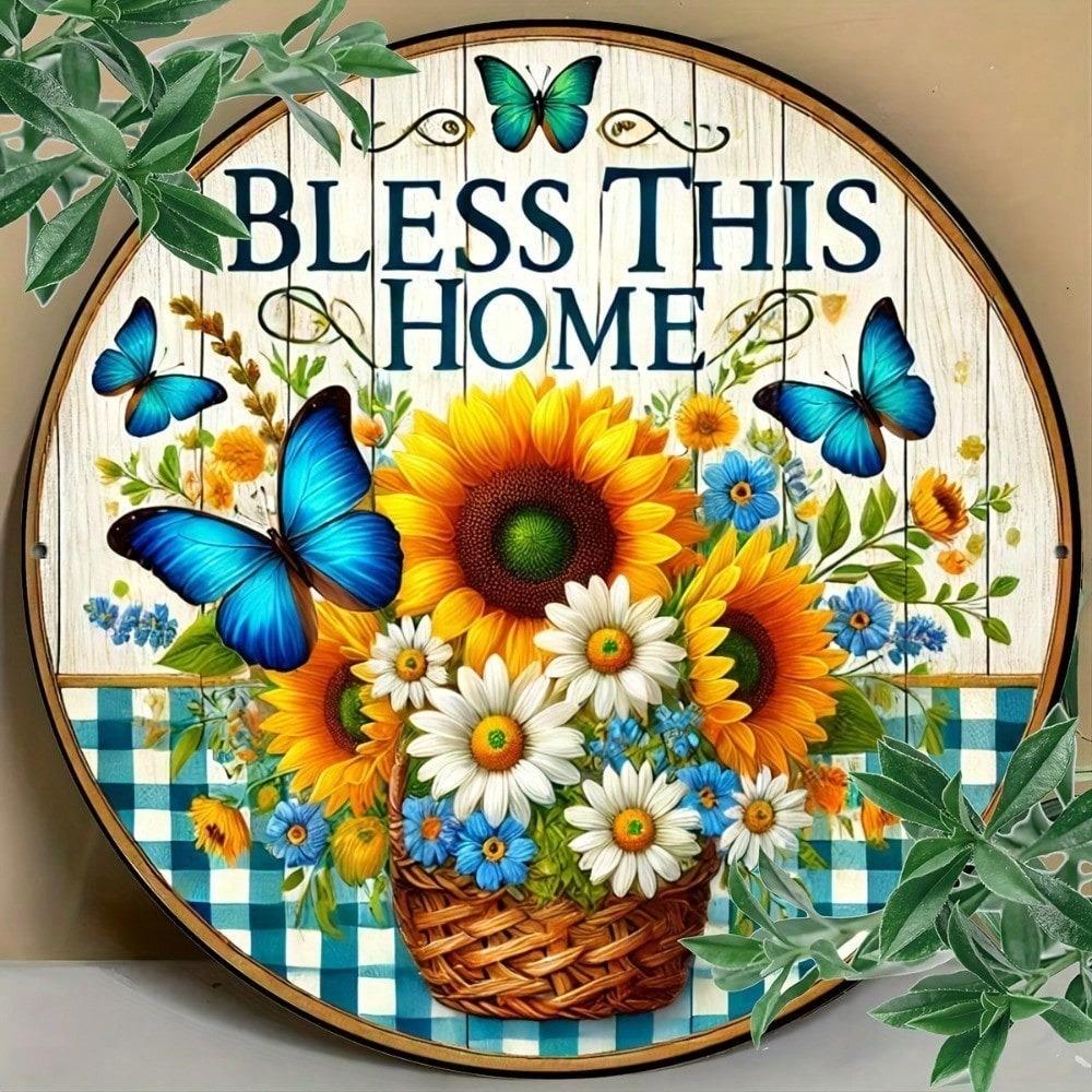 1pc Vintage Daisy Wreath 20cm Lightweight Aluminum Wall Decor Retro Spring Summer Door Hanging Farmhouse Holiday Everyday De