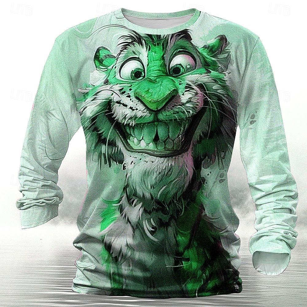 Funny Animal Tiger Pattern 3D Print Men's Long Sleeve T Shirt Hip Hop Trend Harajuku Streetwear Casual O-neck Top Autumn Fashion Loose Pullover