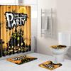 Halloween Shower Curtain Floor Mat Combination Four-Piece Set Bathroom Toilet Carpet Shower Room Foot Door Mat