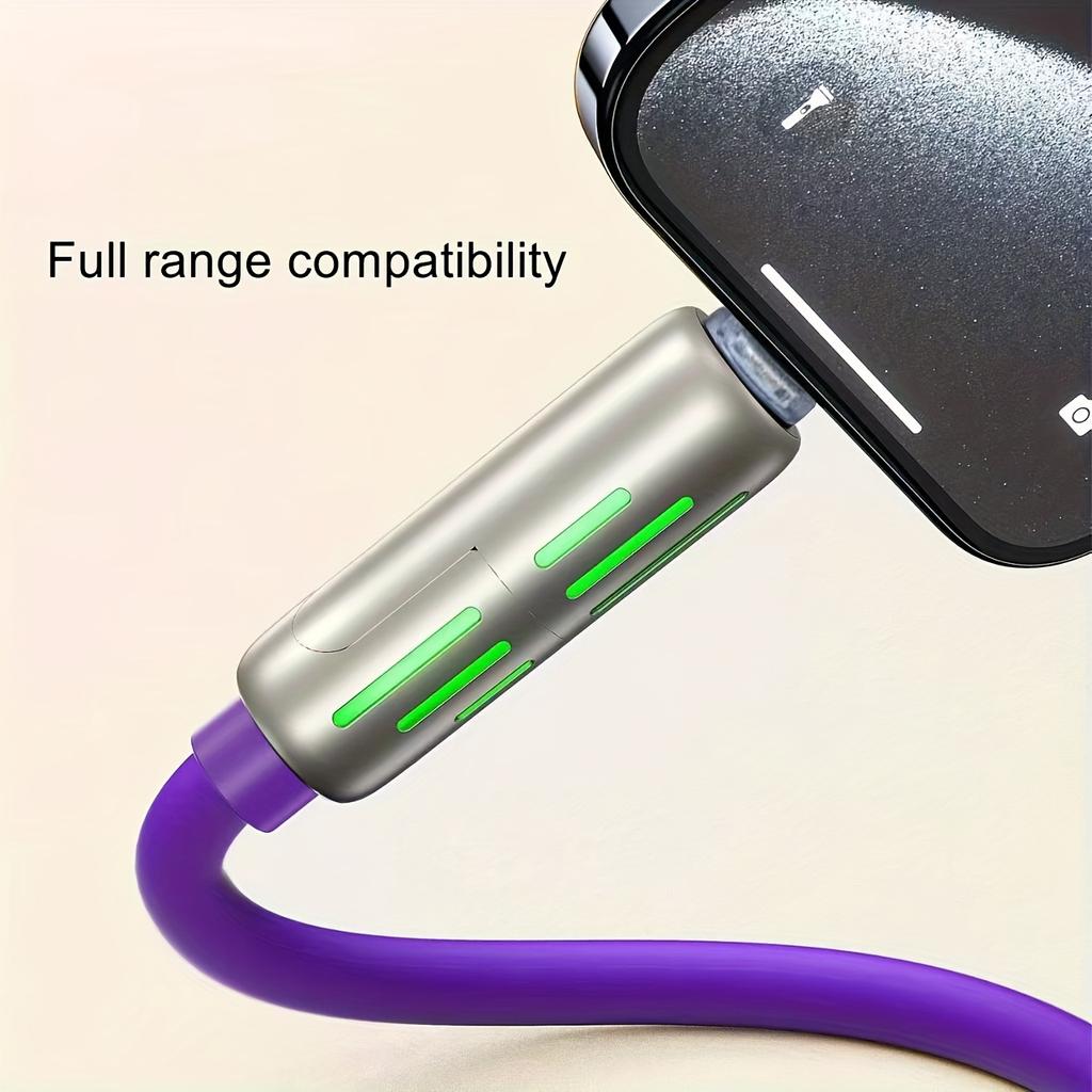 2pcs 4-in-1 100W Max Fast Charging Cable, Multi-Port Charging with Ccolor Light, for IPhone 14/13/12/11Pro Max/XS/XR/8/7/6/iPad, For, Xiaomi, Oppo