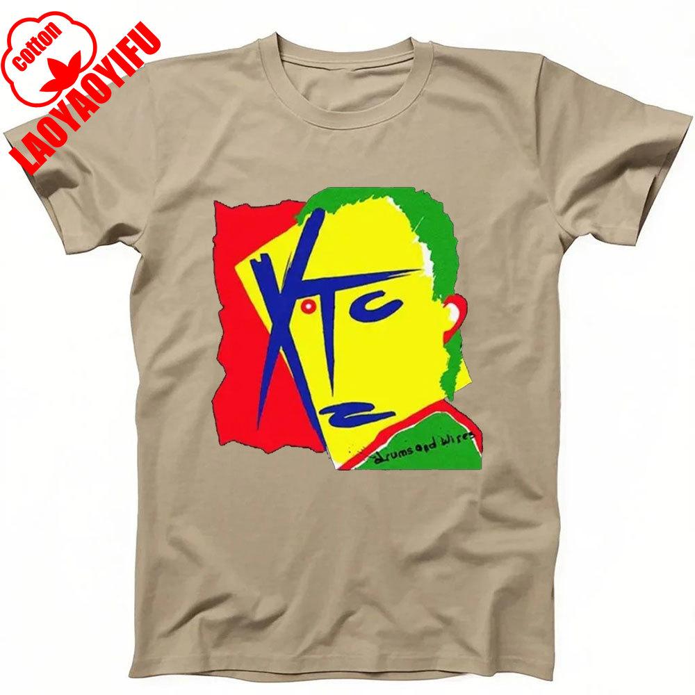 XTC Drums and Wires New Wave Rock Music Gift Black T Shirt Fashionable and Casual Combed Cotton Short Sleeved Round Neck T-shirt