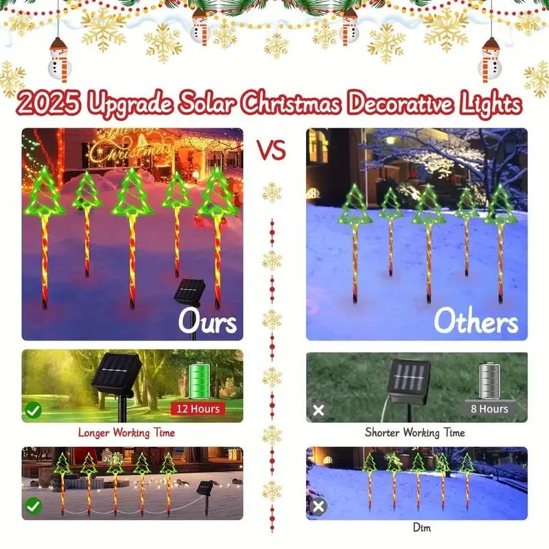 Solar LED Christmas Tree Ground Lamp Snowman Santa Claus Courtyard Outdoor Balcony Lawn Garden Holiday Decoration Colorful Light