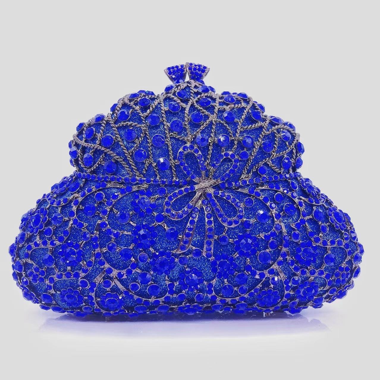 

Blue Rhinestone Evening Bag Crystal Clutch Luxury Diamond Wedding Purse WHTUOHENG Party Cocktail Handbag For Gala Clutches 18cmX13cmX6cm синий