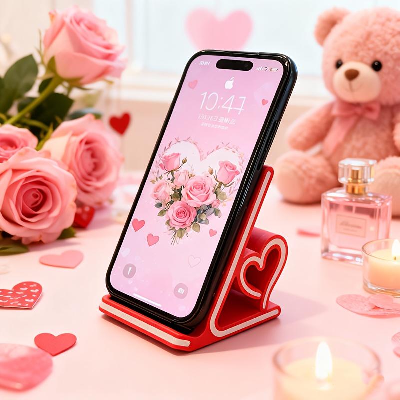 Romantic Heart Phone Stand - Perfect Valentine'S Day Gift for Her, Stylish Desktop Decor, Portable And Anti-Skid, Multi-Scene Use: Streaming/Working