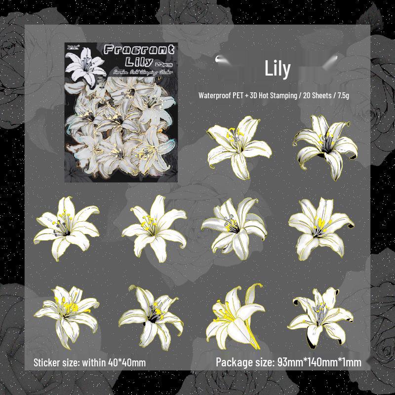 Yue Zhen Floral 3D Hot Stamping Retro Garden Diary Sticker Pack