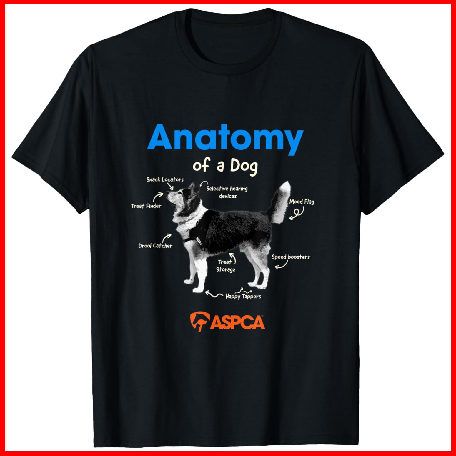 Anatomy of a Dog Black Cotton T-Shirt S-5XL XXL