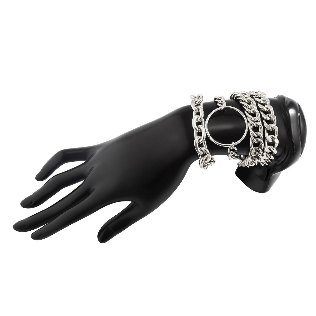 

Браслет мода личность простая металлическая цепочка комбинированный браслет геометрический холодный ветер полые украшения серебряный