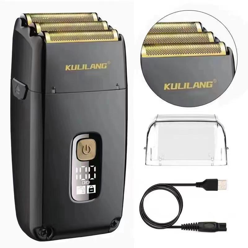 White Electric Three-Blade Mesh Head Shaver - Waterproof Clipper for Balding and Hair Trimming