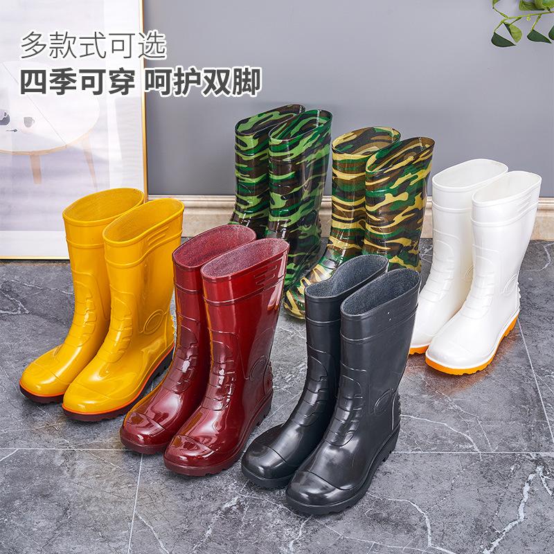Rain Shoes Men's Medium Tube Waterproof Rain Boots Growing Vegetables Field Work Shoes Sanitation Workers Work Rain Boots Soft Sole Once PVC
