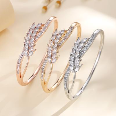 Fashionable Micropaved Zirconia Women's High-end, Versatile and Elegant Wheat Ear Jewelry Bracelet
