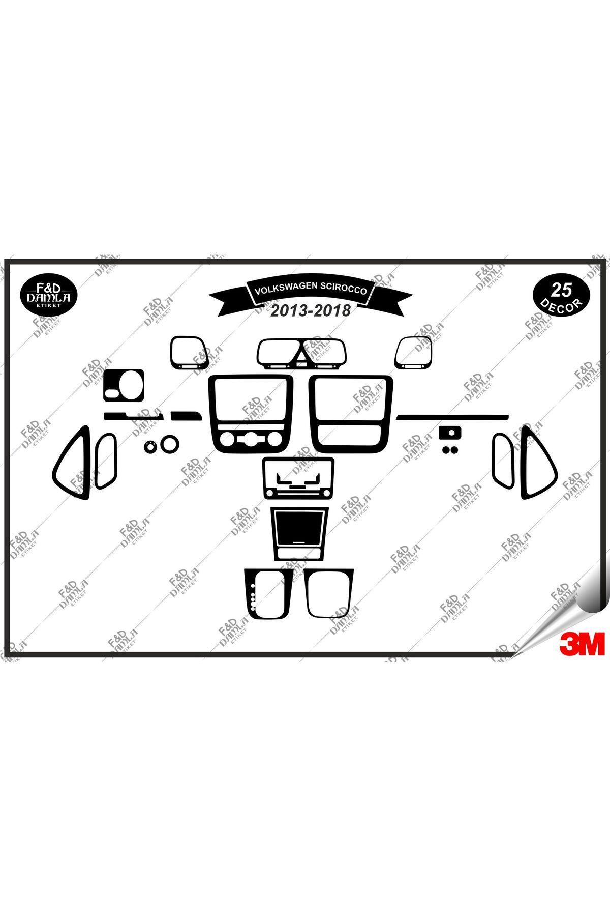 

Volkswagen Scirocco 2013-2018 Torpido Konsol Trim Göğüs Maun Kaplama Set 25 Parça Siyah