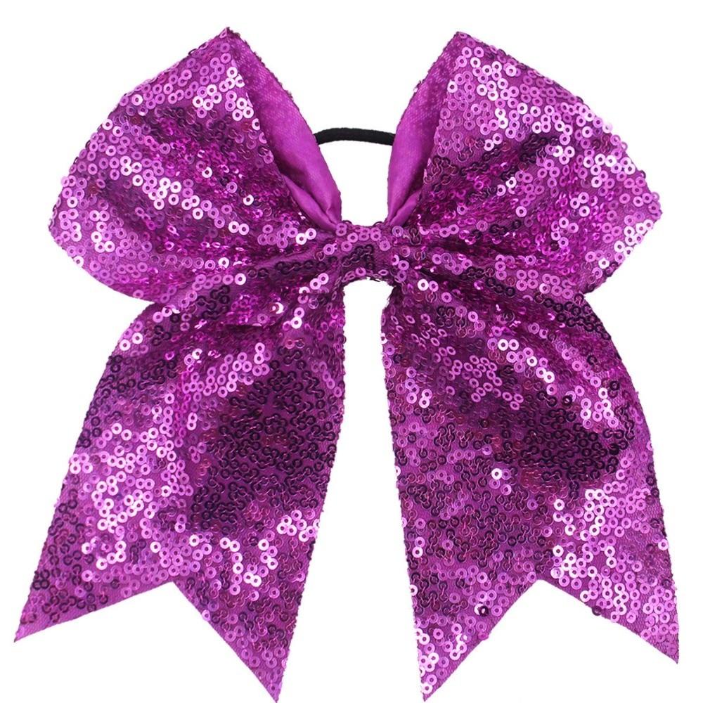 Large Size Sparkly Glitter Bows Shiny Sequins Dovetail Bow Sequins Hair Bows Elastic Hair Ties Pigtail Bows For Kid Girls