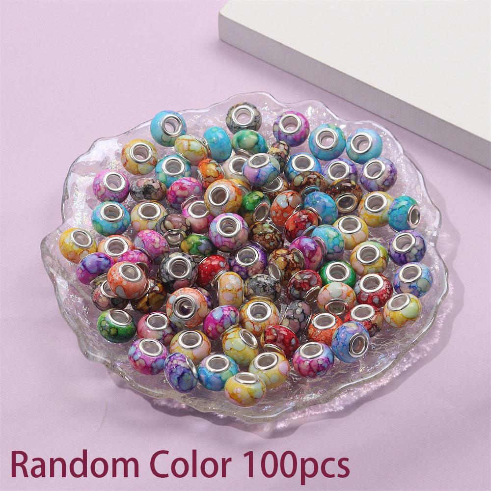30/50/100pcs Large Hole European Colored Resin Beads European Pendant Bracelet Necklace DIY Bracelet Necklace Pen Jewelry Making